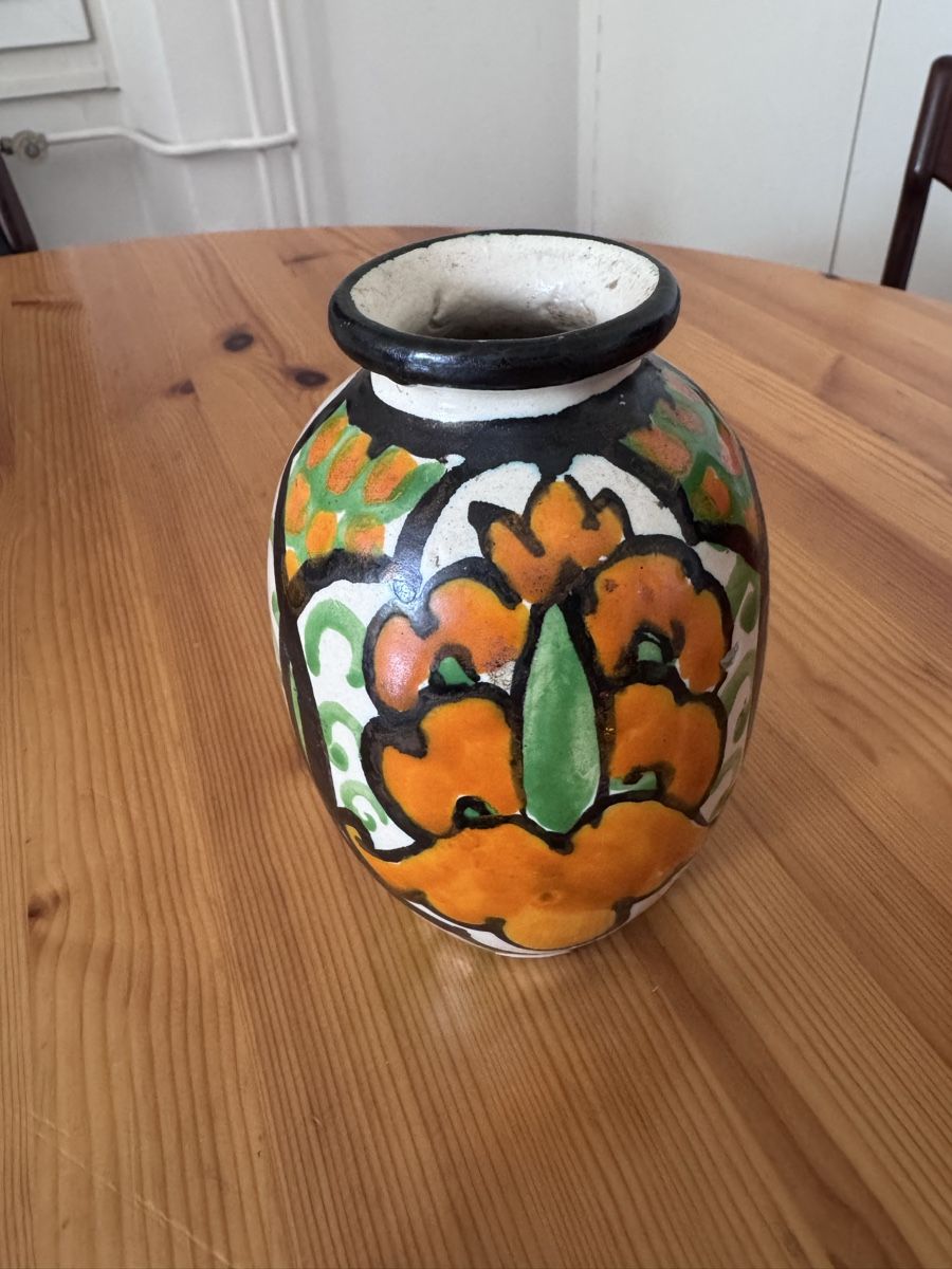 Vasi & Recipienti: Vase vintage fleurs oranges & vertes – Usato da Vésenaz venduto da Angela.C3 1