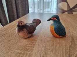 2 Keramikvögel (Eisvogel & evtl. Zaunkönig) handmade in Peru
