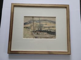Aquarell von André-Louis Freymond, Vorfrühling am Ergolz
