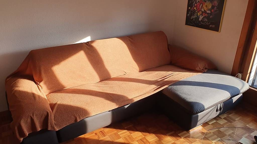 Coperte: Canapé lit avec couverture couvrante, recouvrement abimé – Usato da Givisiez venduto da Capino 2