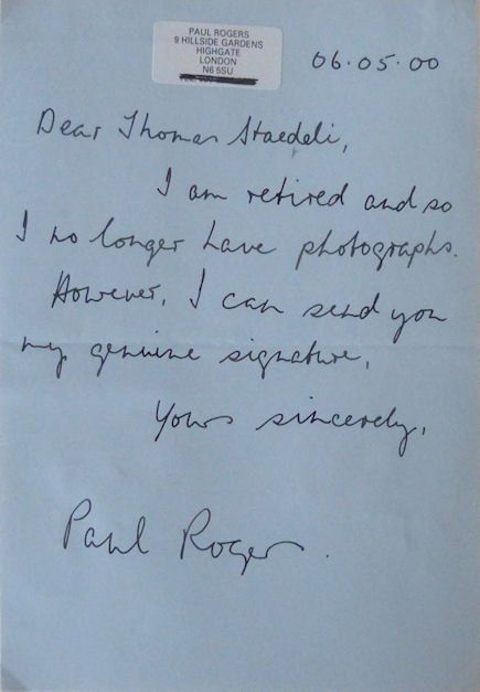 Autografi: Paul Rogers (1917-2013) Schauspieler - Autogramm – Usato da Dietikon venduto da immortal-stars
