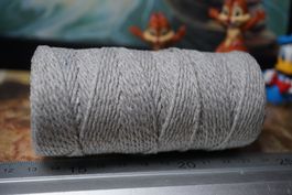 Meterware - 2mm Linhasita Makramee Garn - Grau