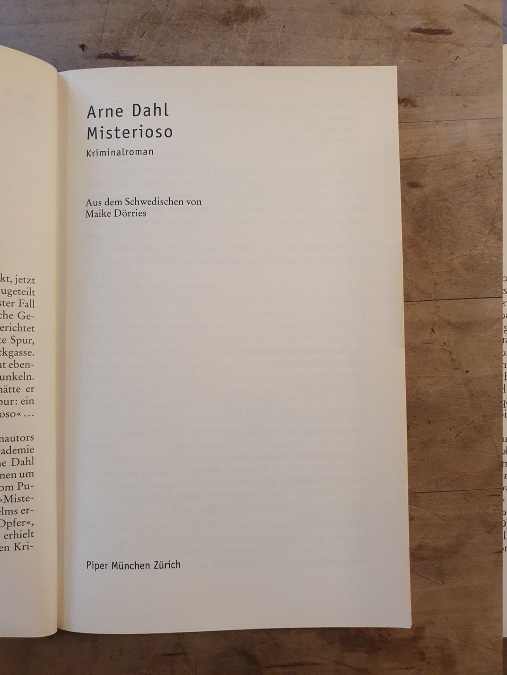 Libri: Misterioso Arne Dahl Piper – Usato da Zürich venduto da loosebone 1
