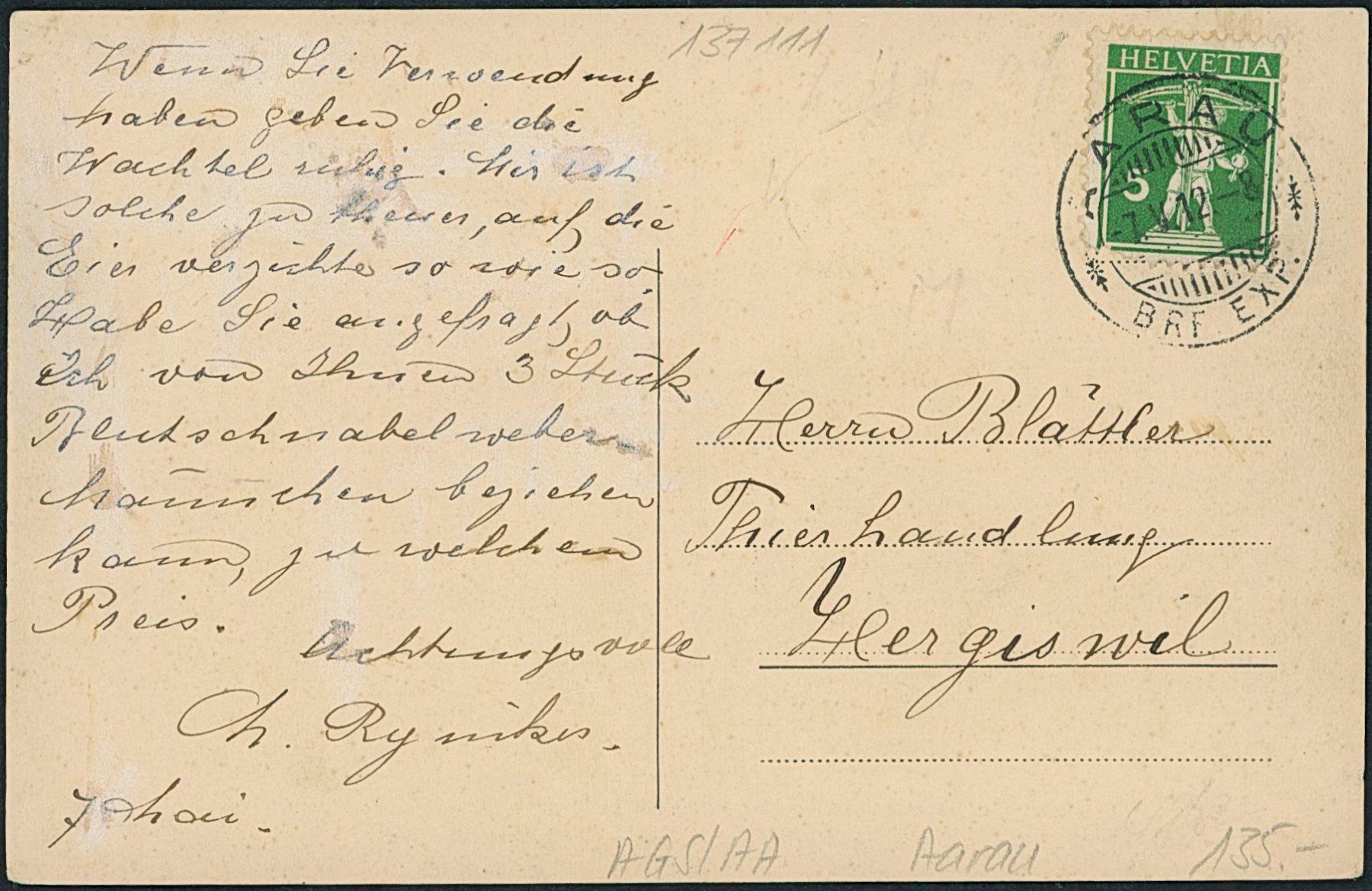 Cartes postales: AGS Aarau – D'occasion à Schindellegi par stationary 1