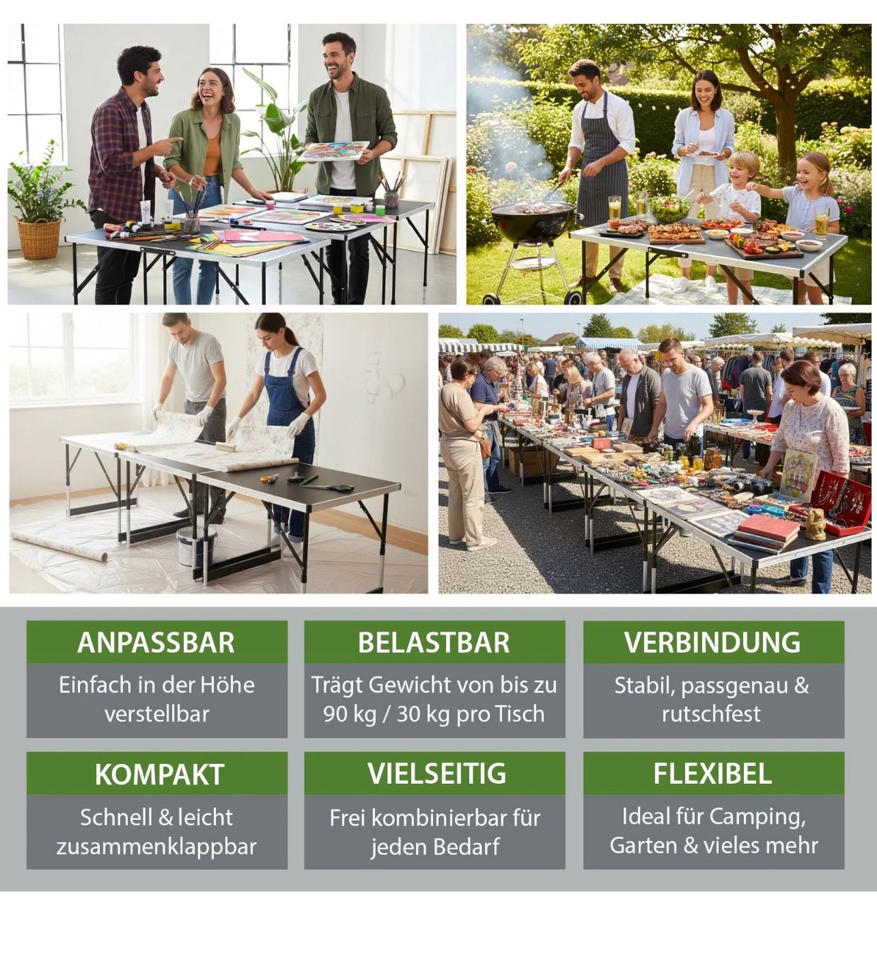 Tavoli: Multifunktionstisch 3er Set Arbeitstisch Flohmarkttisch – Nuovo e nell'imballaggio originale da Amriswil venduto da JaJa-Express 8