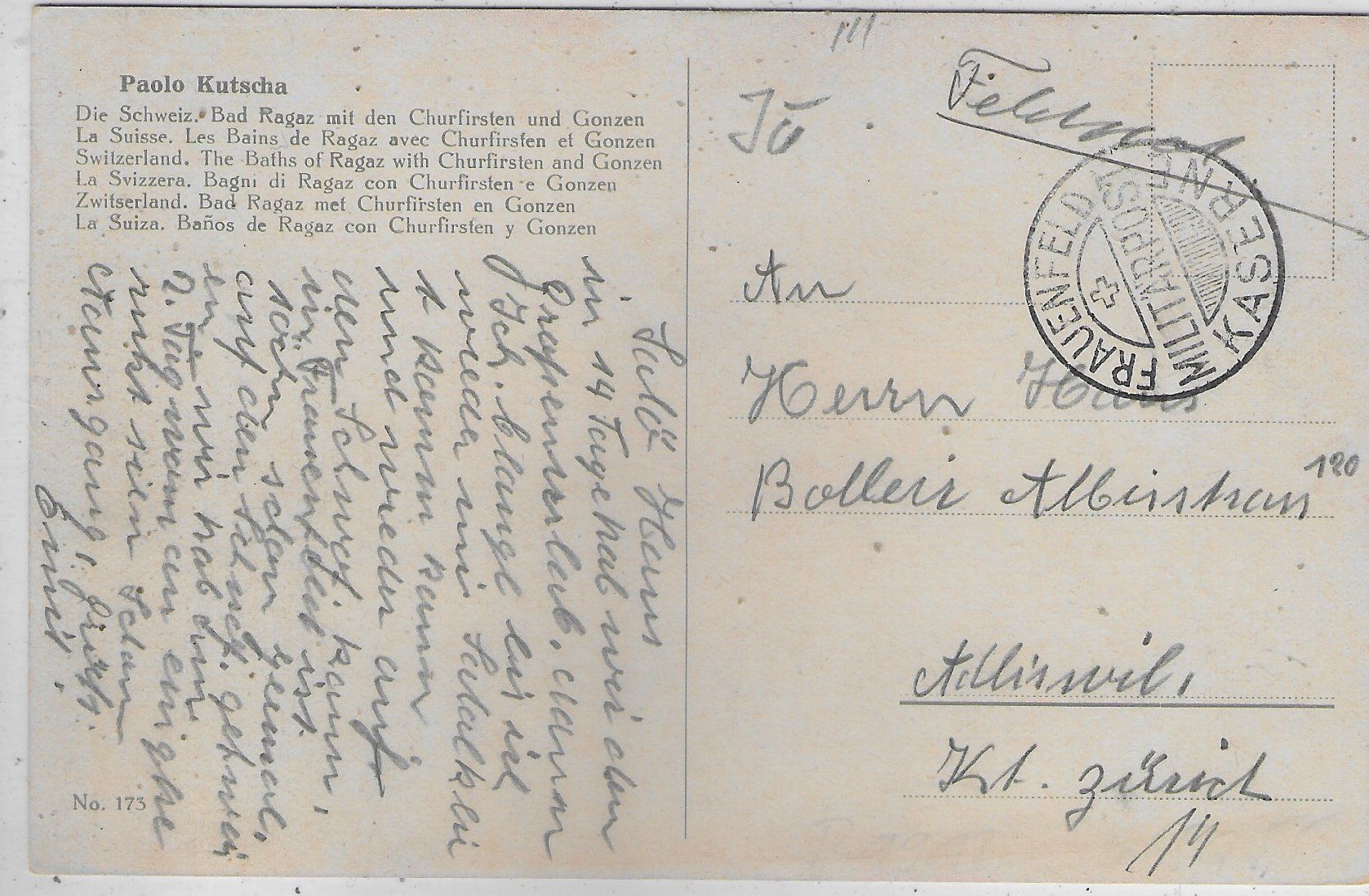 Cartoline postali: Paulo Kutscha - Bad Ragaz – Usato da Ettingen venduto da Kartenplanet 1