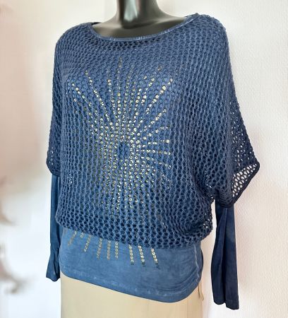 NEU 💜 Gr 38/40 langarm Shirt mit Netzoberteil