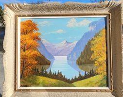 Ölgemälde mit Herbstlandschaft im schönen Rahmen!