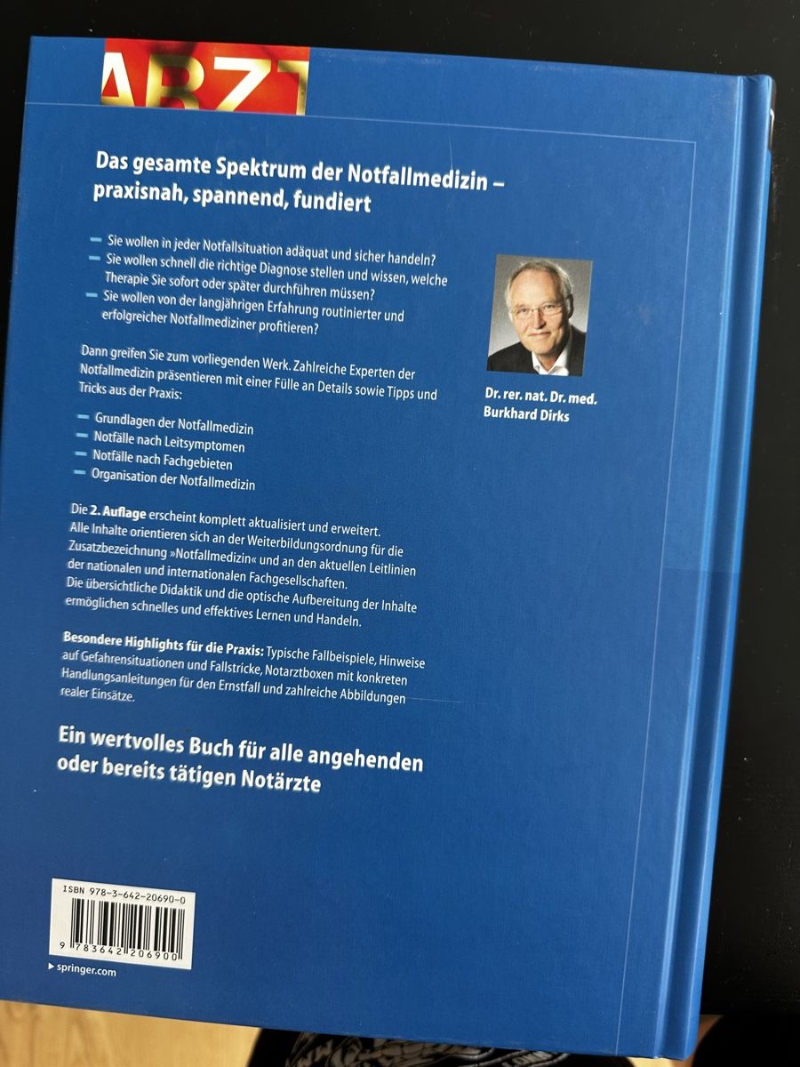 Libri: Buch Die Notfallmedizin 2. Auflage 2013 Springer – Usato da Suhr venduto da eeela01 2