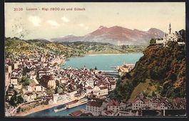 Luzern, Ortsansicht mit Rigi und Gütsch