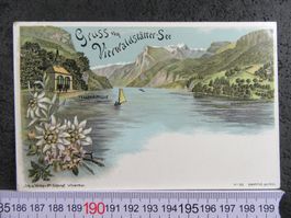 GRUSS VOM 4WALDSTÄTTERSEE TELLSPLATTE RÜTLI LITHO AK URI