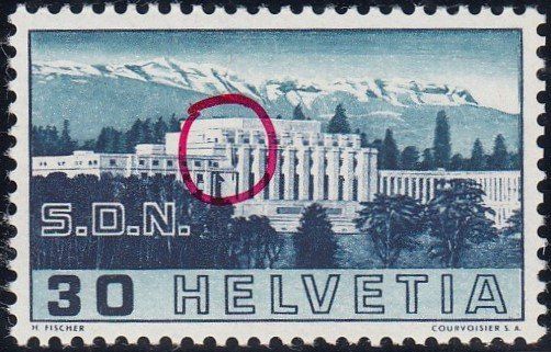 Tutti i francobolli: 212.2.** dunkelblauer Vertikalstrich vor 1. Säule Mittelbau – Nuovo (secondo la descrizione) da Spreitenbach venduto da Lienbi01