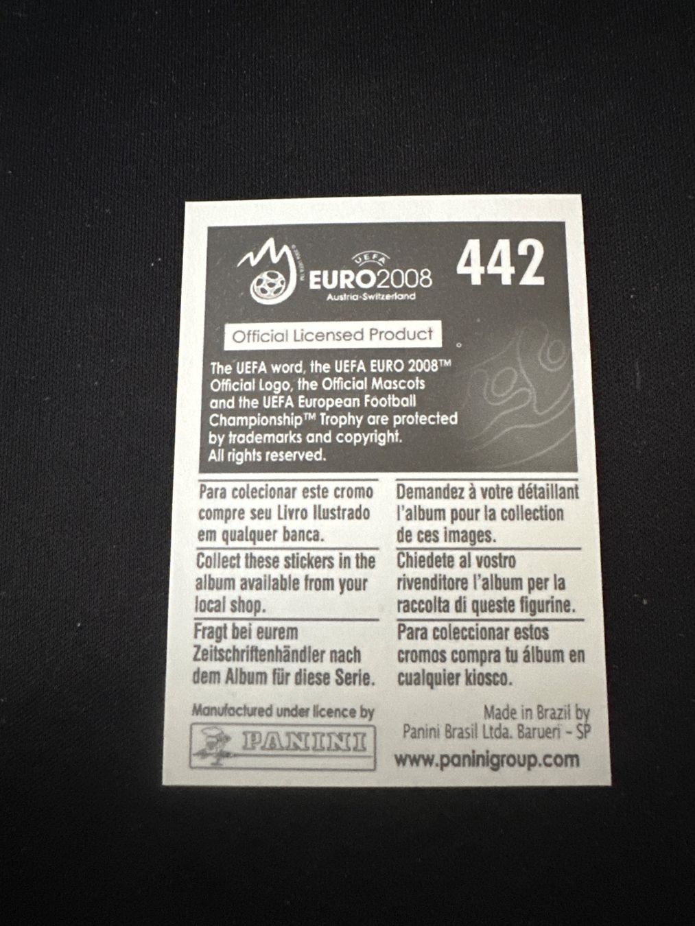 Panini Carte collezionabili: Panini UEFA EM 2008 Sticker - Nr. 442 – Usato da Sulz AG venduto da DealWerk 1