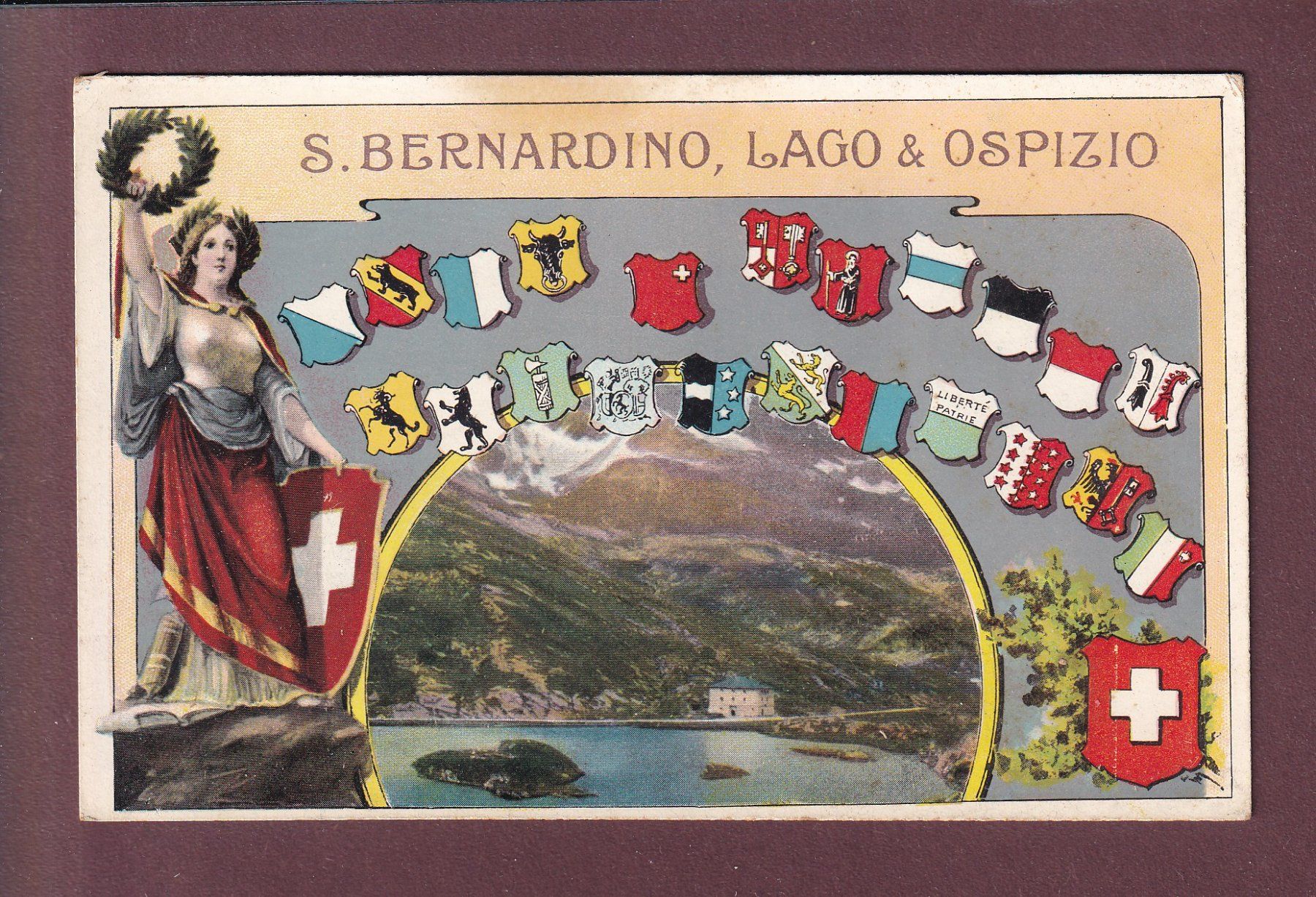 Cartoline postali: SAN BERNARDINO - Lago - Ospizio – Usato da Pully venduto da nicecards