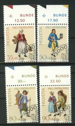 Tutti i francobolli: 1990, Pro Patria, gummiert, ET – Usato da Willisau venduto da Vollstempel