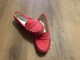 Sommerliche Damen Mokassins, Gr. 38, rot !
