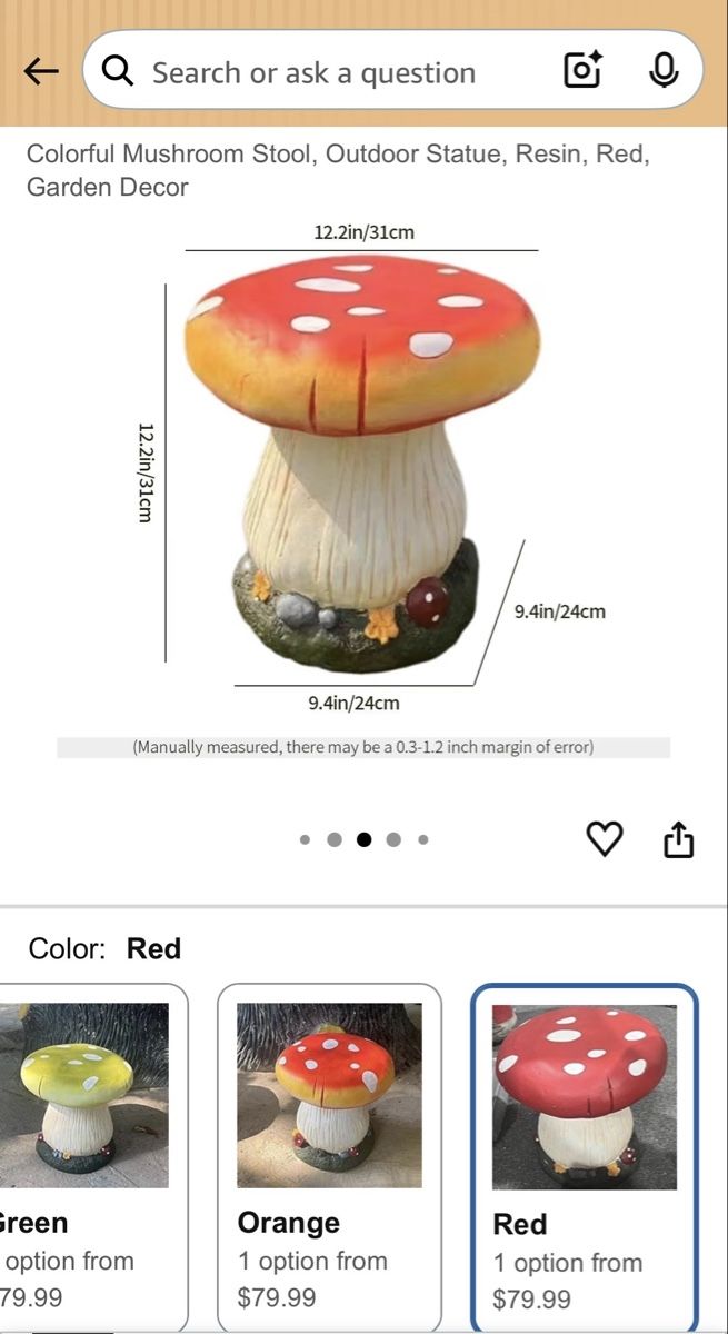 Sedie: Mushroom Stool, Garden Decor, Weatherproof, Red, Resin – Nuovo (secondo la descrizione) da Schlieren venduto da sch_7wfd 2