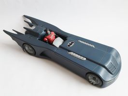 42 cm Batmobil von Kenner 1993 mit Batman Figur und Batjet