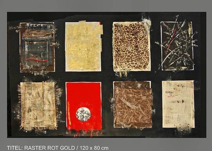 Dipinti: Acrylbild "RASTER" Einzelstück rot / schwarz etc. – Nuovo (secondo la descrizione) da Zollikerberg venduto da Doris11362