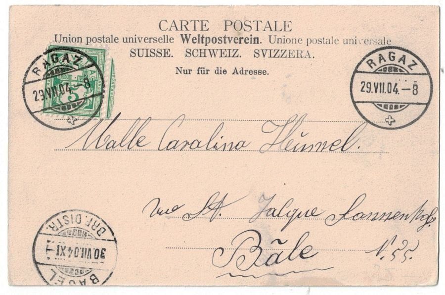 Cartoline postali: Vättis mit Calanda, gelaufen 1904 – Usato da Frauenfeld venduto da POML 1