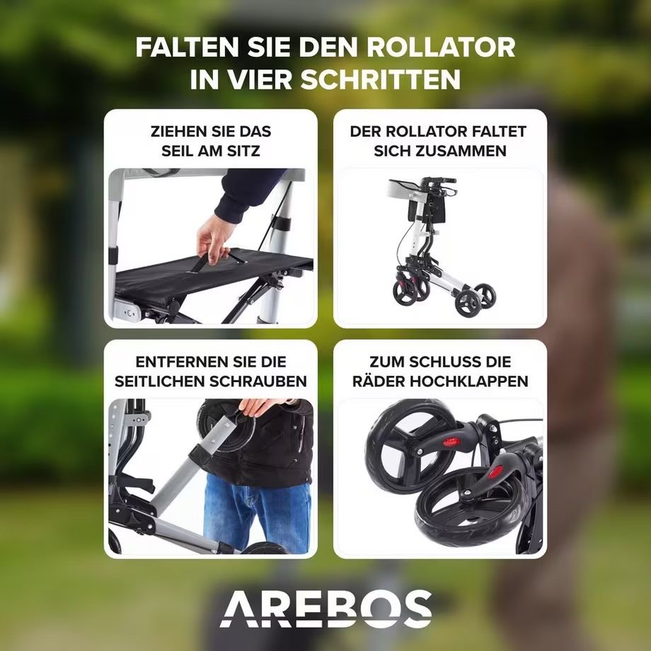 Ausili per la deambulazione: Arebos Alu Rollator | Klappbar - NEU – Nuovo (secondo la descrizione) da Nebikon venduto da warendiscount 3