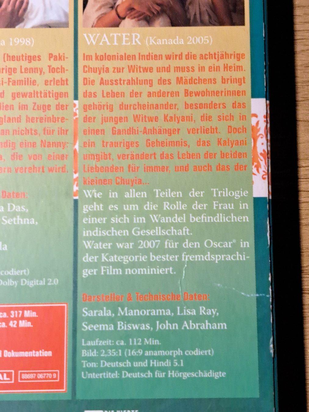 Tutti i DVDs: Deepa Mehta Collection: FIRE, EARTH, WATER, Boxset 3 Filmen – Nuovo (secondo la descrizione) da Unterseen venduto da Kanica 4