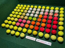 100 gebrauchte Golfbälle (sehr schön bis mässig) Set 019