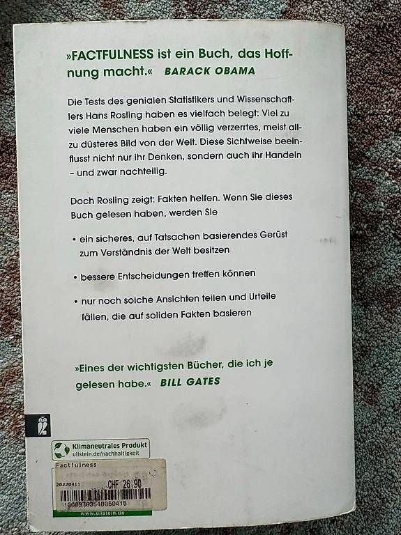 Bücher: Buch Factfulness Hans Rosling – Gebraucht aus Belp von Hugoboss8 1