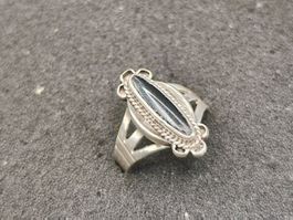 Vintage 925er Silber Ring mit Natur Onyx Top