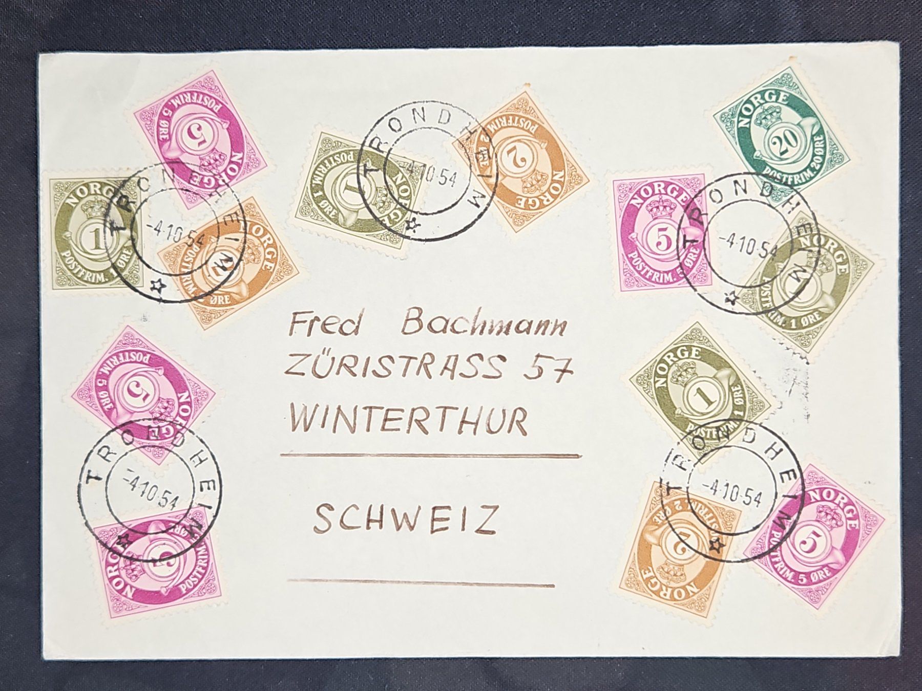 Tutti i francobolli: CL25 Enveloppe + Timbre Norvège 1954 – Usato da Cousset venduto da Patrick_Collections