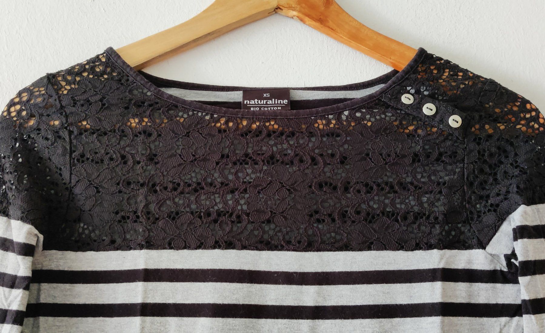 T-shirt: NATURALINE Pullover Spitze Shirt Pulli Bio-Baumwolle Gr.XS – Usato da Winterthur venduto da Lotusherz 2