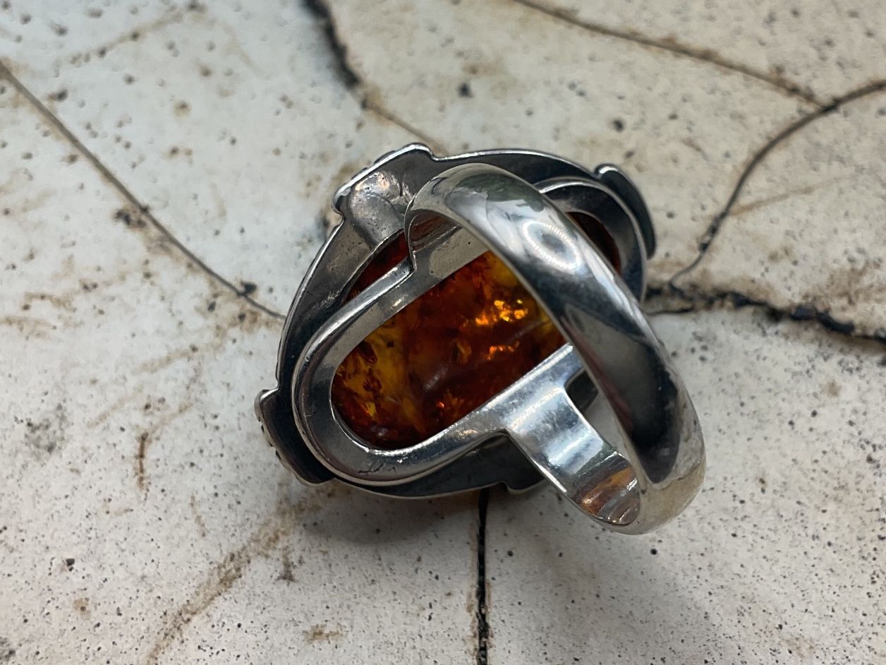 Bagues: Vintage Silberring mit grossem Bernstein, Gr.55 – D'occasion à Luzern par S.Kern01 2