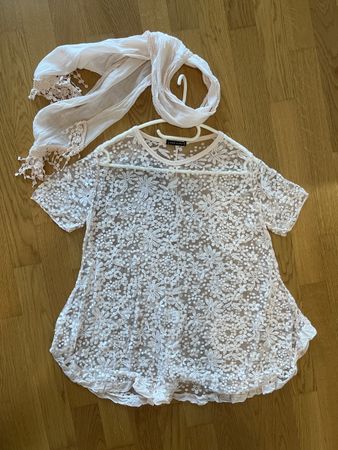 Made in Italy Leichtes Shirt leichte Bluse mit Schal Gr M
