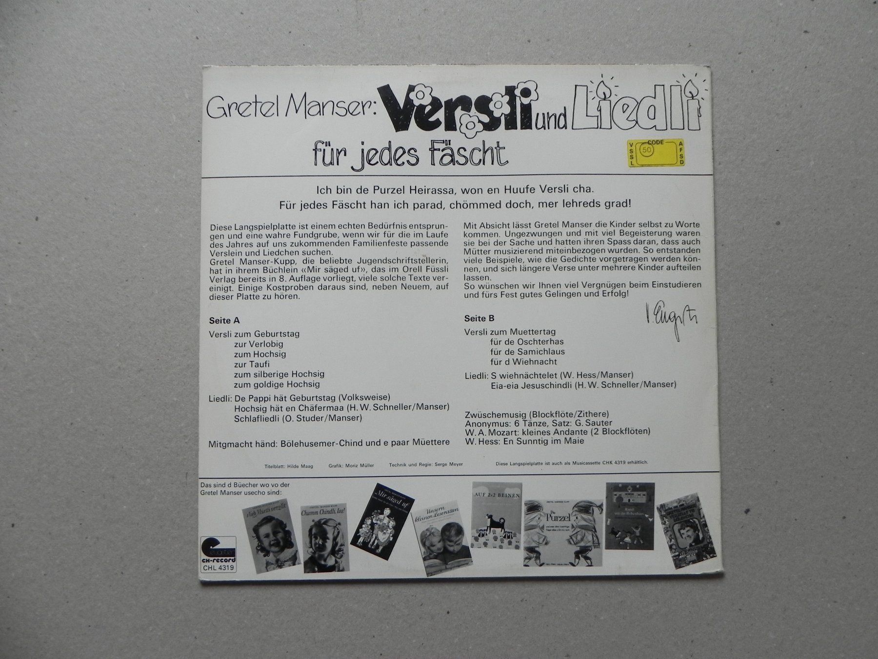 Dischi in vinile: LP Kinder Versli und Lieder Feste 1975 – Usato da Siebnen venduto da krimsie 1