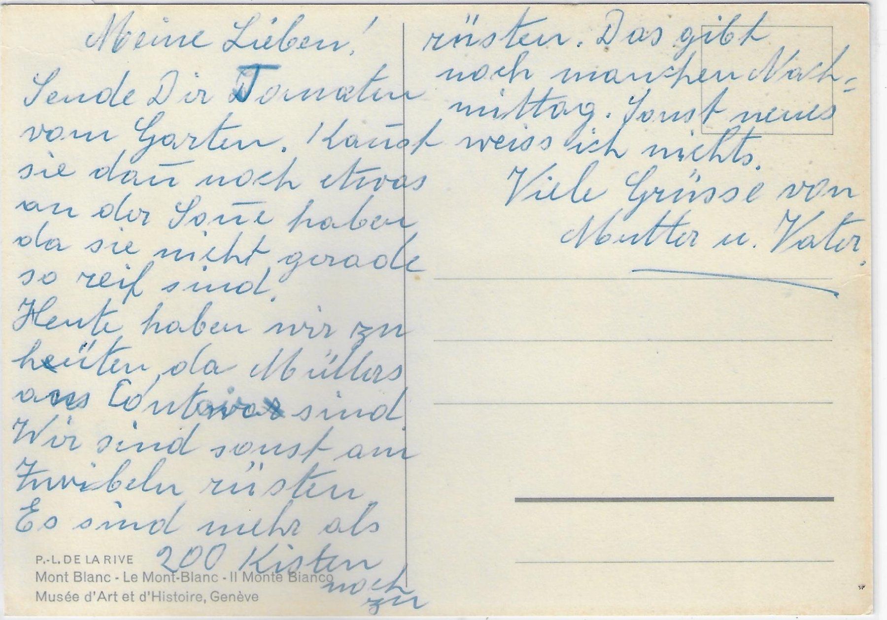 Cartoline postali: Mont Blanc - P.-L. de la Rive - Musee Geneve – Usato da Ettingen venduto da Kartenplanet 1
