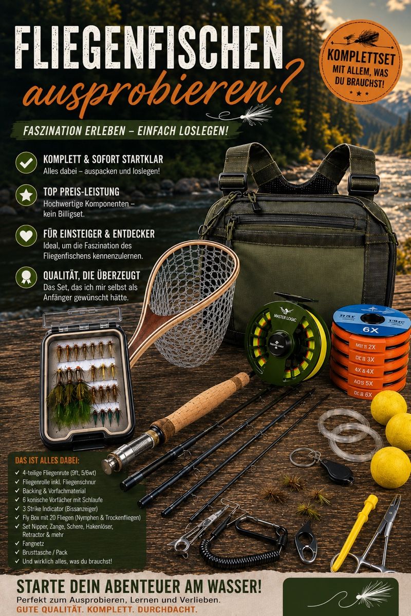 Canne da pesca: Fliegenfischerset | Set de pêche à la mouche | Set da pesca – Nuovo e nell'imballaggio originale da Schaan venduto da 942694 1