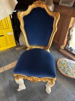 Barocker Samtstuhl Gold-Blau Unikat Sehr Guter Zustand ✨