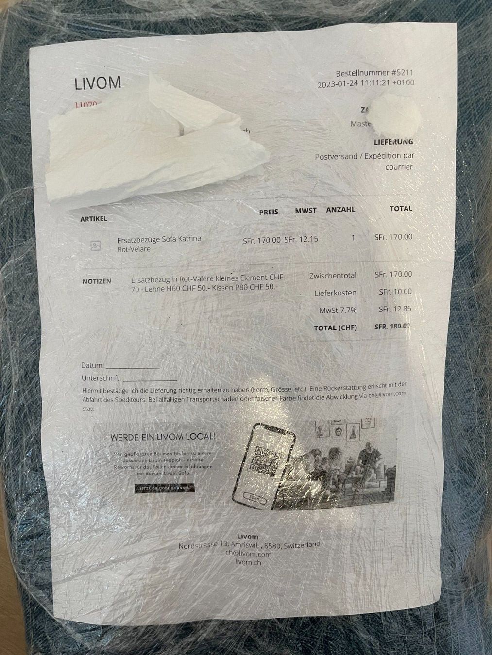 Tessuti: Livom Ersatzbezüge Sofa Katrina – Nuovo e nell'imballaggio originale da Frauenfeld venduto da Hv 3