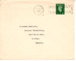 Perfin Brief England 1938 nach Schloss Meisselberg Deutschl.