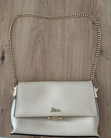 KEM Damen Umhängetasche Creme mit Goldkette
