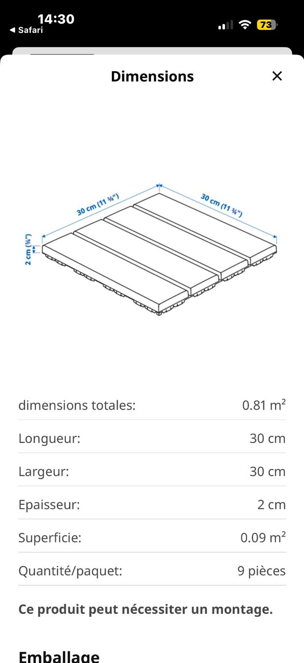 Ikea Bodenbeläge: Caillebotis IKEA 112 pces 30cmx30cm – Gebraucht aus Vesenaz von nad_99mk 2