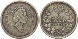 KANADA 5 Cents 1998 ELIZABETH II. Silber antique finish