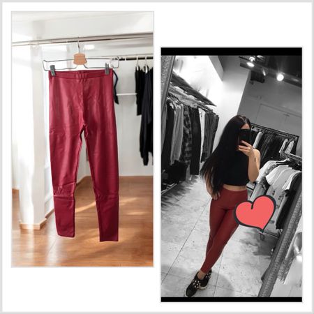 Rote Kunstlederleggins Gr. S Herbstlook