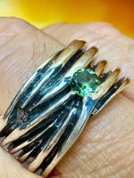 🌊 Massiver Silber-Ring mit Wellenstruktur & Turmalin!