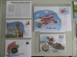 6 Numisbriefe / Münzbriefe als Lot zu verkaufen