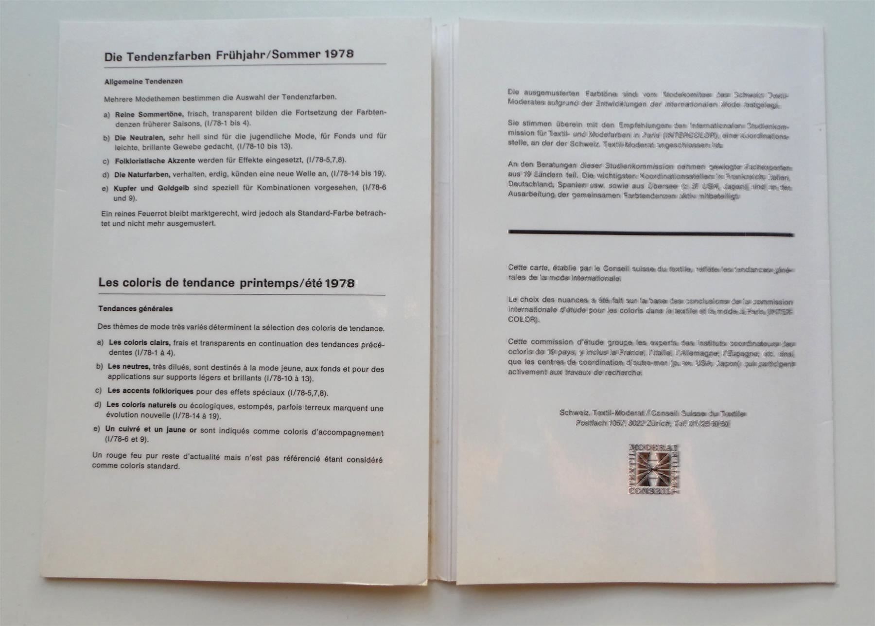 Documenti: Farbkarte Vintage Moderat – Usato da Frauenfeld venduto da dhour 1
