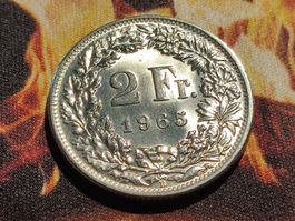2 Franken 1965, Silber, Unz-Stgl.