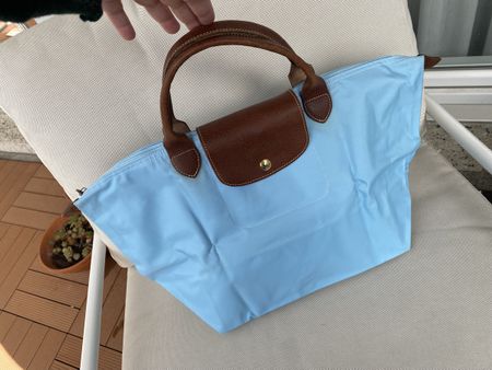 Sac à main Longchamp Le Pliage bleu clair, très bon état