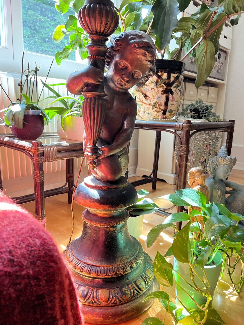Lampade: Original antik Ständer Lampe Italy Putte Engel ca.1900 – Usato da Bern venduto da bergsee-copyright 2
