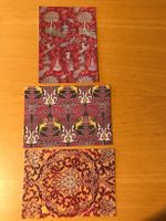 3x Postkarten Seidenstoffmotive